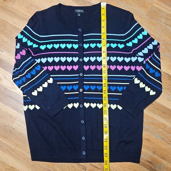 Talbots Sweater Set Size Petite M Navy Blue Cardigan Size Small Tank Heart Print - Picture 7 of 15